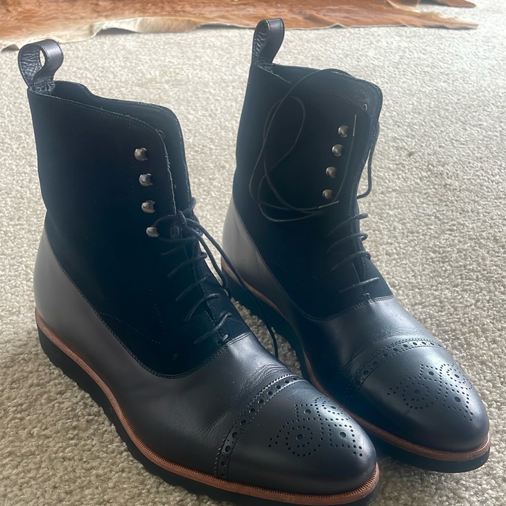 Southern Gents Logan High Top Boots – Triple Black + Caramel - Picture 2 of 2